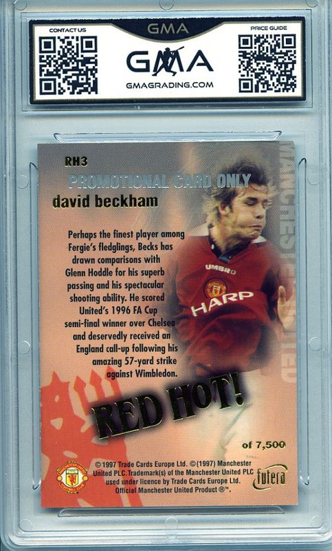 1997 Futera Manchester United Red Hot! Gold Promo /7500 David Beckham GMA 6 