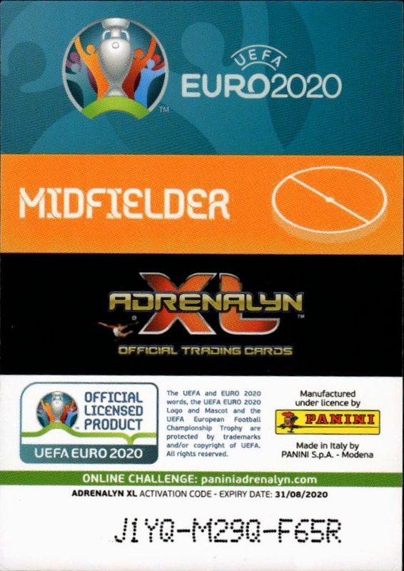 PANINI ADRENALYN UEFA EURO 2020 DBU CHRISTIAN ERIKSEN CARD # 108