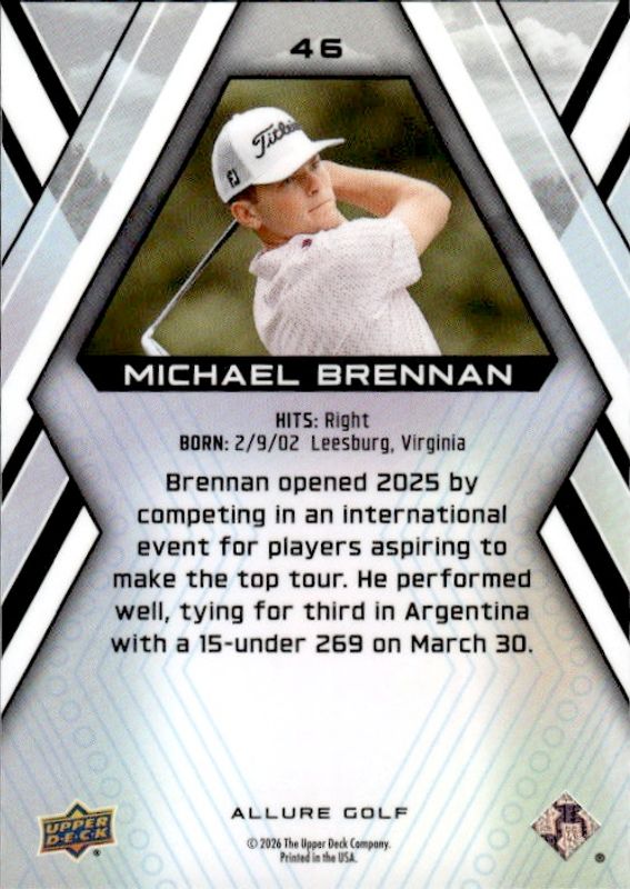 Michael Brennan 2026 Upper Deck Allure Golf #46 RC