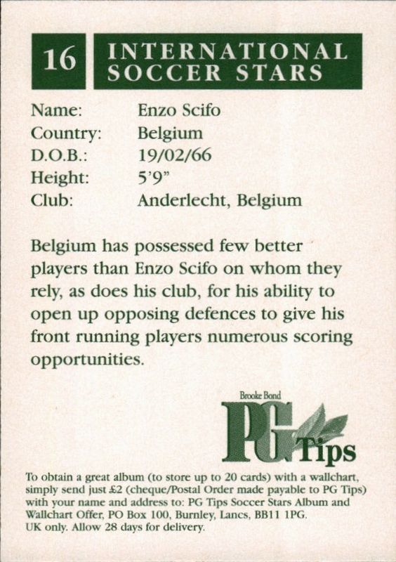 1998 Brooke Bond PG Tips International Stars Enzo Scifo #16