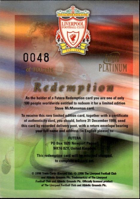 Main Image STEVE MCMANAMAN LIVERPOOL FUTERA REDEMPTION SET ...