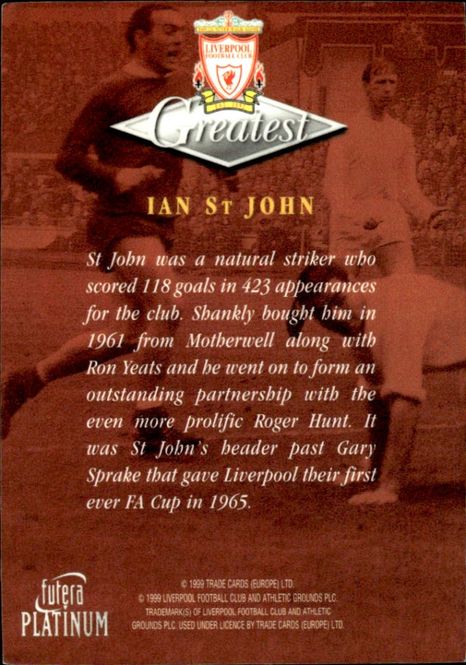 Main Image 1999 Futera Platinum Liverpool Greatest Ian St ...