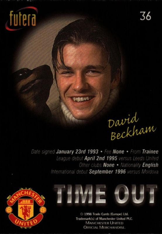 1998 Futera Manchester United Time Out Chrome Foil David Beckham #36 PLAYERS EDITION /500