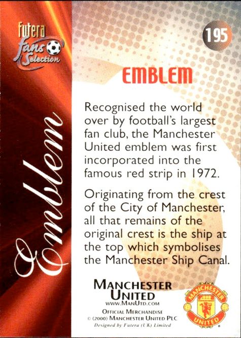 Main Image 2000 Futera Fans Selection Emblem Manchester ...