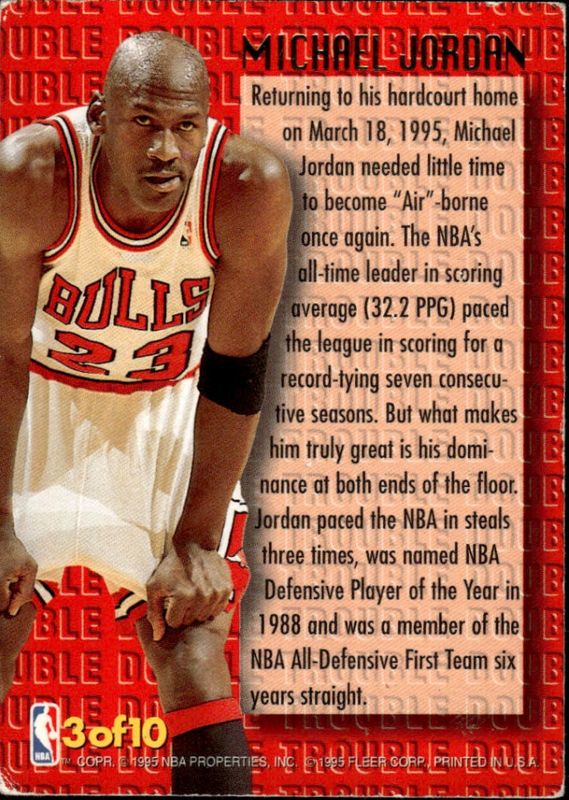 1995-96 Fleer Ultra Michael Jordan Double Trouble Insert #3of10 Chicago Bulls