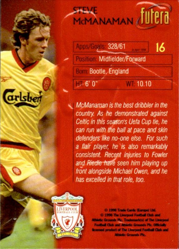 Steve McManaman Embossed SP 1998 Liverpool Futera