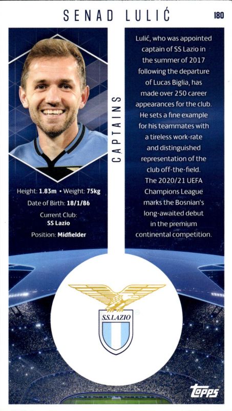 Senad Lulic 2020-21 Topps Best Of The Best FOIL CAPTAINS Supersized #180