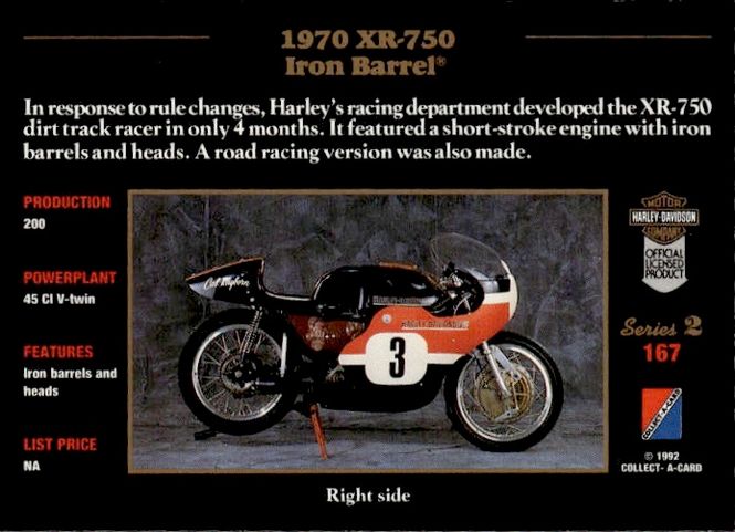 Hovedbilde 1992 Collect-A-Card Harley-Davidson 1970 XR-750 ...