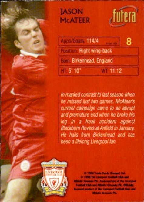 Main Image 1998 Futera Liverpool Jason McAteer #8