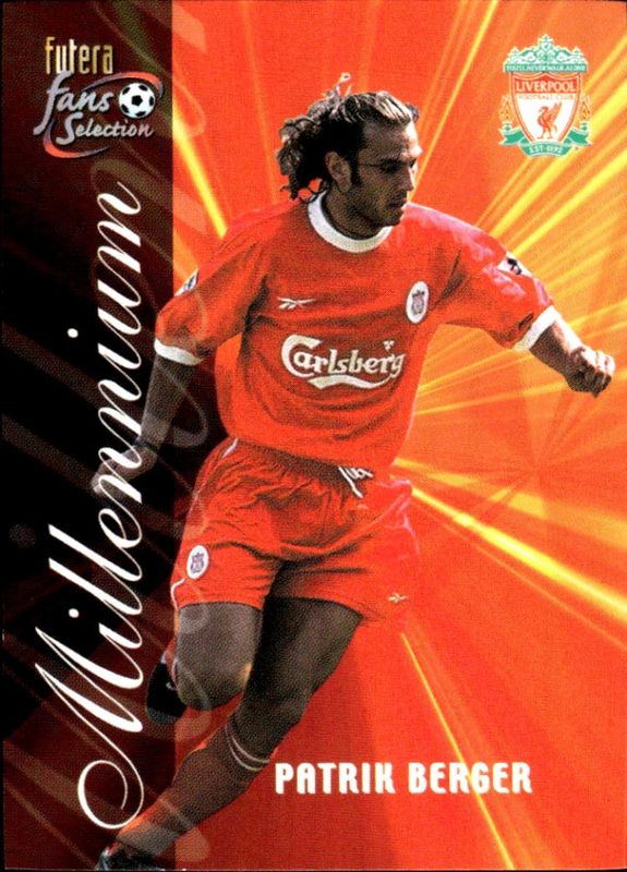 2000 Futera Fans Selection Liverpool Millennium Patrik Berger #142 22 CARAT GOLD GILDED EDGES