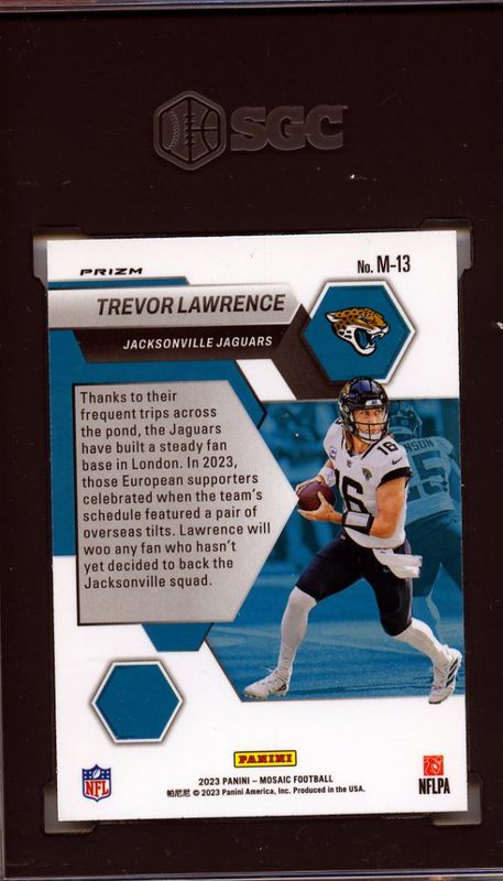 2023 Panini Mosaic - Montage Trevor Lawrence #M-13 No Huddle Silver Prizm SGC 8,5