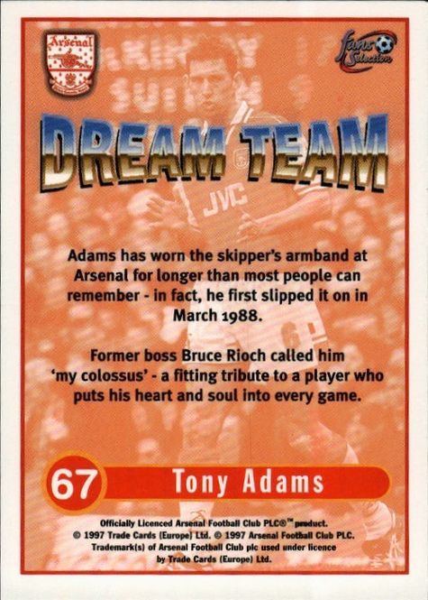 Main Image Futera Arsenal Fans Selection 1997-98 - Dream ...