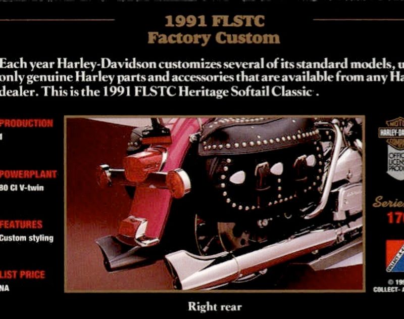 1992 Collect-A-Card Harley-Davidson 1991 FLSTC Factory Custom Series 2 #176
