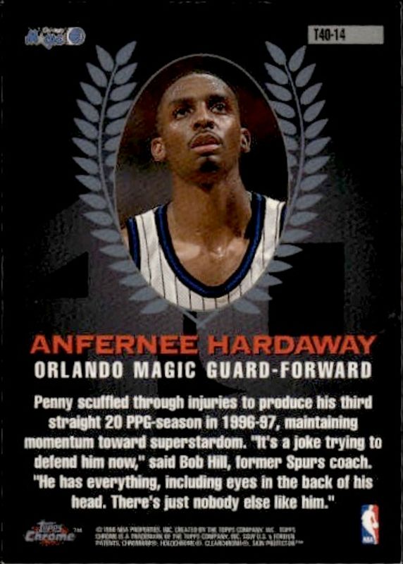 ANFERNEE HARDAWAY 1998 TOPPS CHROME TOPPS 40 REFRACTOR #T40-14