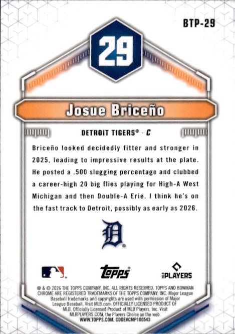 Hovedbilde Topps Bowman Chrome 2026 Josue Briceño Top 100 ...