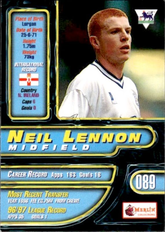 1997-98 Merlin Premier Gold Neil Lennon #089