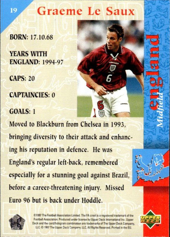 1997-98 Upper Deck England the squad Graeme Le Saux #19