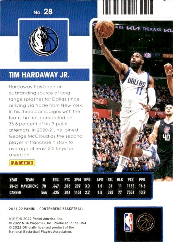 Tim Hardaway Jr. 2021-22 Panini Contenders #28 BASKETBALL Card