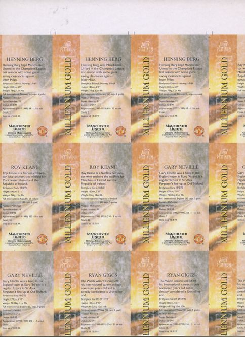 Main Image 2000 UNCUT SHEET MILLENNIUM GOLD HENNING BERG - ...