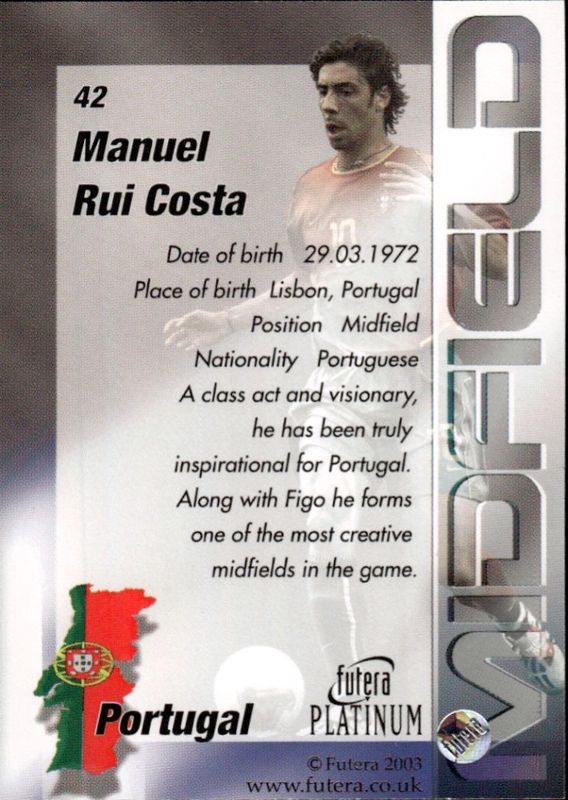 2003 Futera Platinum Manuel Rui Costa #42
