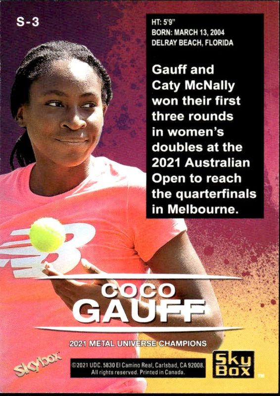 2021 Skybox Metal Universe Champions - Skybox Premium Coco Gauff #S-3 (RC)