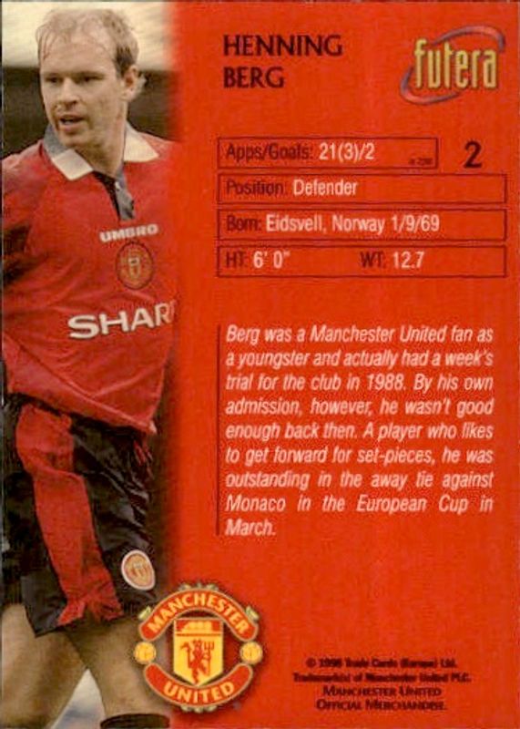 1998 Futera Manchester United Chrome Foil Henning Berg #2 
