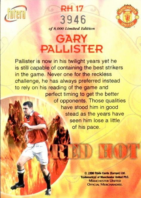Hovedbilde Gary Pallister Red Hot 98 RH17 #3946/8000